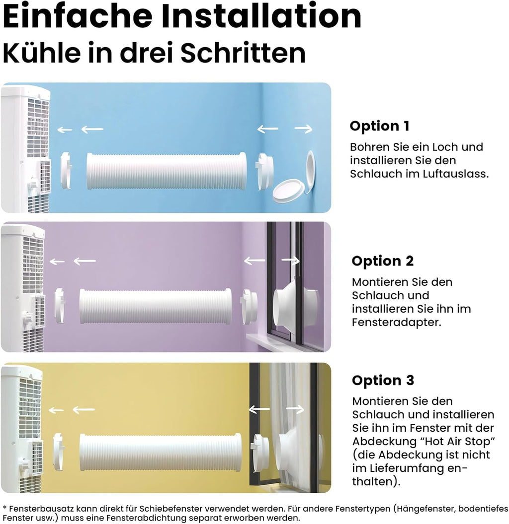 Mobiles Klimagerät 9000 BTU 2.6kW Breezy Cool Pro 2.6 APP Steuerung Kühlen Ventilieren Entfeuchten bis 33m²