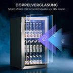 Getränkekühlschrank YC-86 86 L mit LED-Beleuchtung Glastür 4 Ablagen Temperaturregelung ohne Gefrierfach
