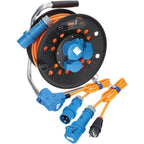 CEE Campingkabeltrommel EXTREME SIGNAL H07BQ-F 3G 2,5mm² 25 m mit Winkelkupplung 1,5 m Adapterleitung für Wohnmobil