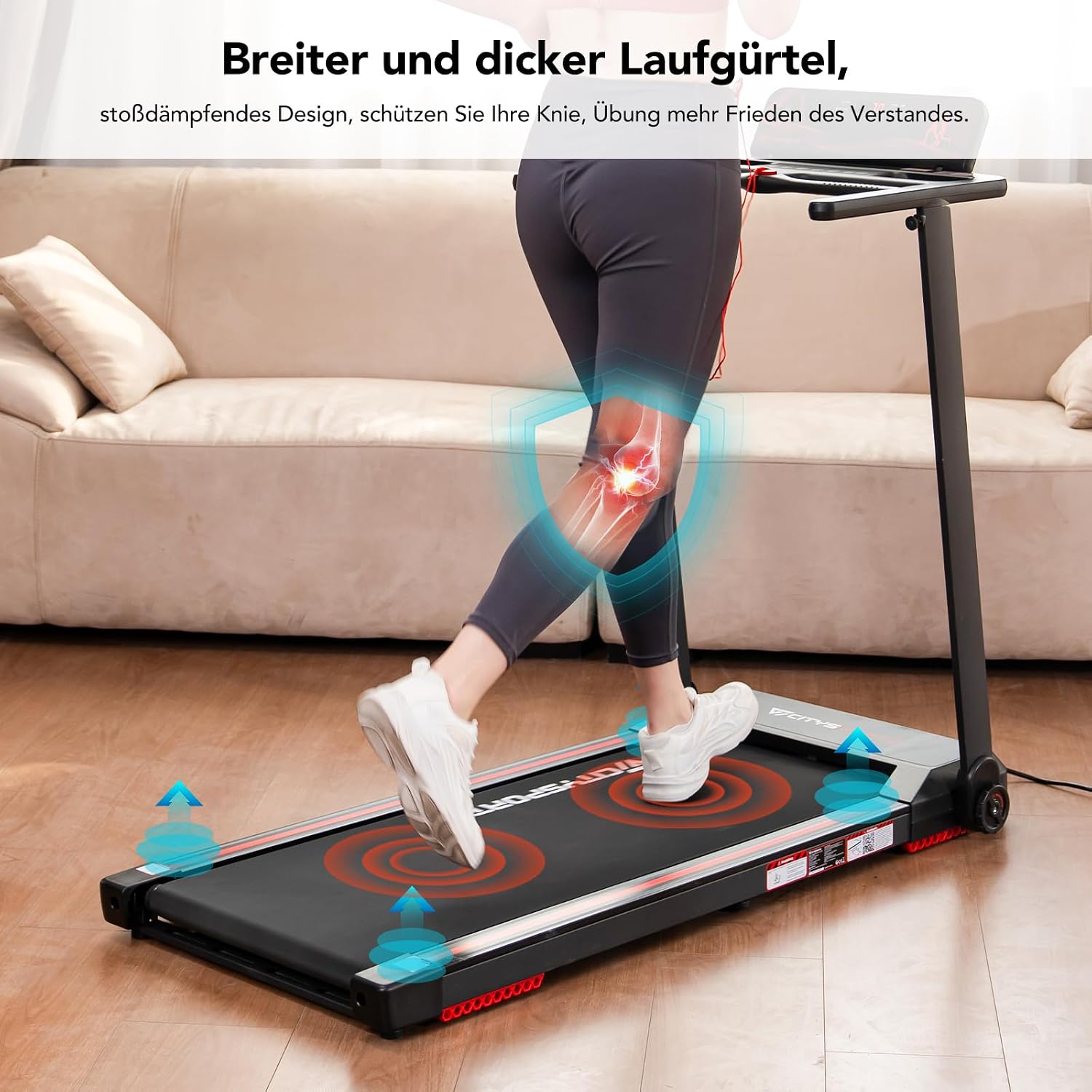 Klappbares Laufband für Zuhause und Büro CS-WP9 bis 12 kmh LED Anzeige Bluetooth App Steuerung 1400W Motor 123.8x58.7x10.2 cm