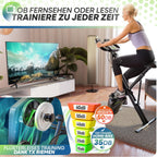 Klappbarer Heimtrainer Magnetischer Ergometer Tretmann Home bis 150 kg mit 16 Widerstandsstufen und RelaxFoam Sitz