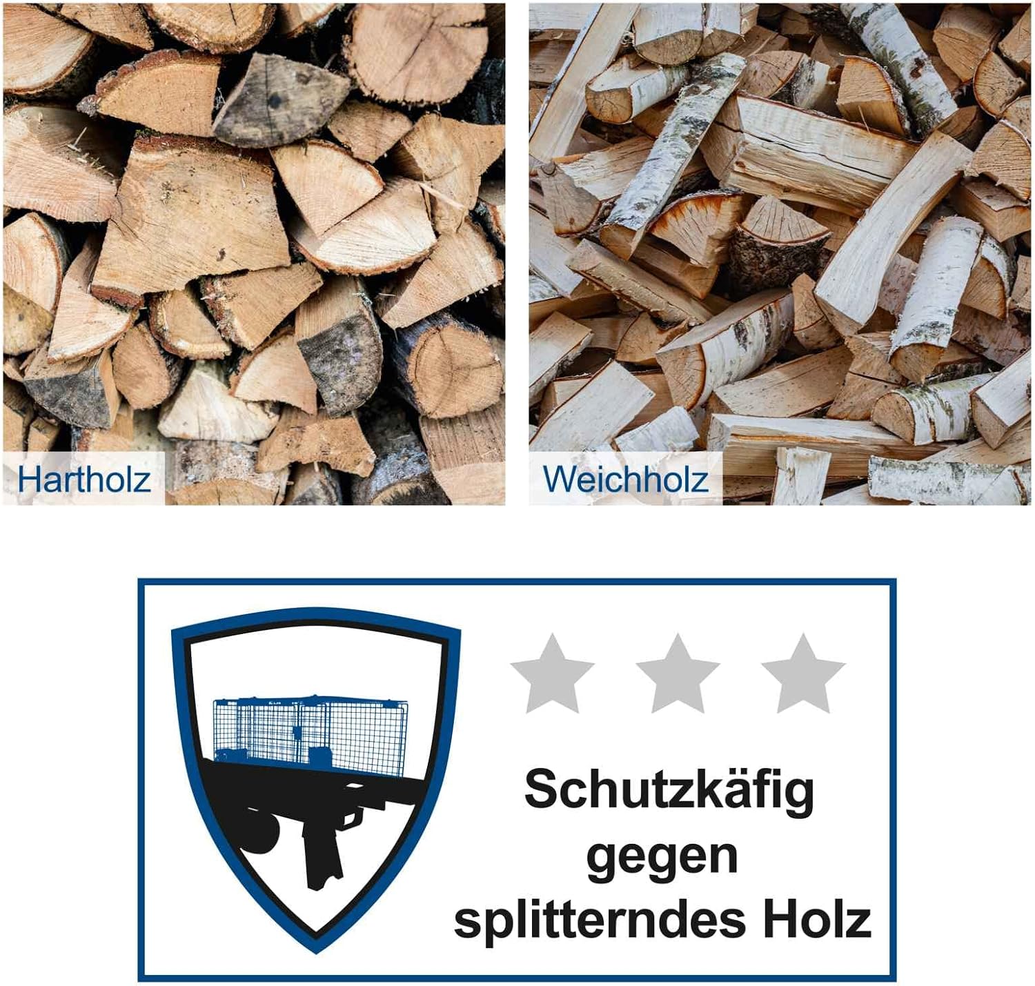 Elektrischer Holzspalter HL760L 7 Tonnen Spaltkraft 2200 W 230 V 520 mm Spaltlänge Hydraulik Liegend