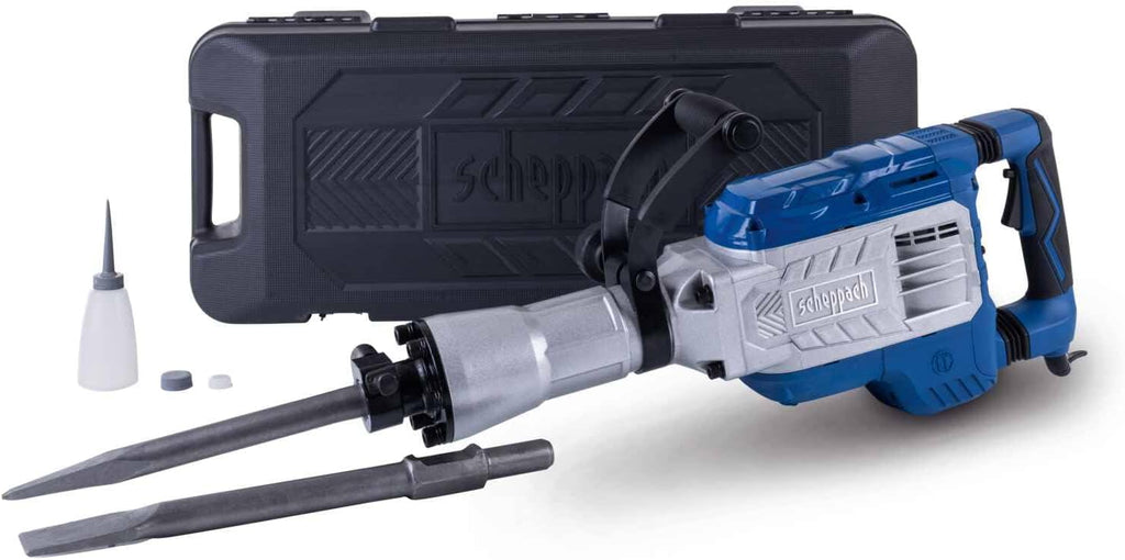 Abbruchhammer AB1900 1900W 60J Schlagenergie Betonhammer mit 390 mm Meißelaufnahme inklusive Spitz- und Flachmeißel Transportkoffer