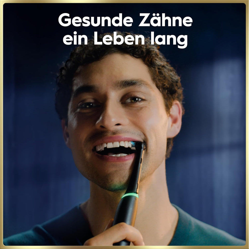 Elektrische Zahnbürste mit Aufsteckbürsten iO Series 9 wiederaufladbar 7 Reinigungsmodi Smart Druckkontrolle Rundbürstenkopf Schwarz