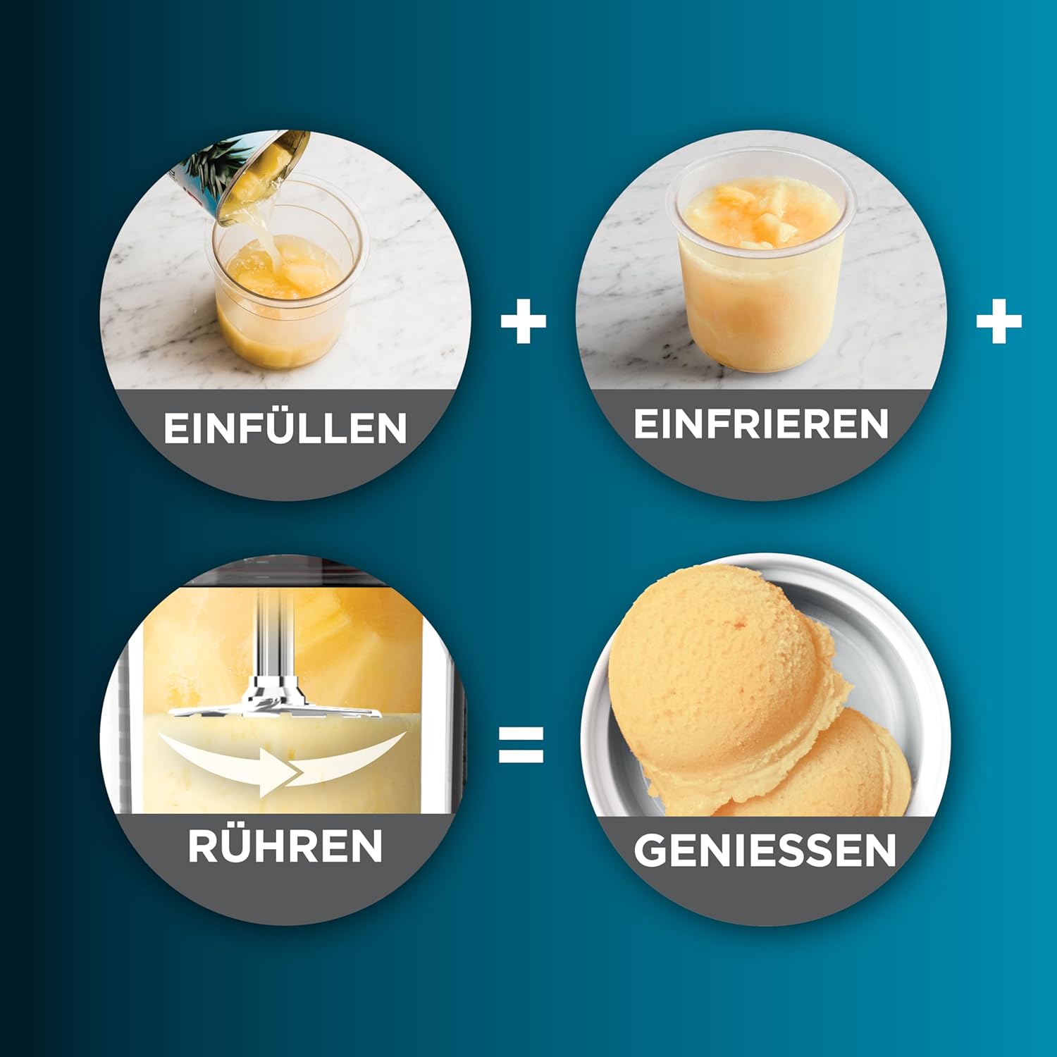 Eismaschine Dessertmaschine NC302EU mit 1,4L Behälter 7 Programmen für Eiscreme Gelato Sorbet Smoothie Bowl und Milchshakes