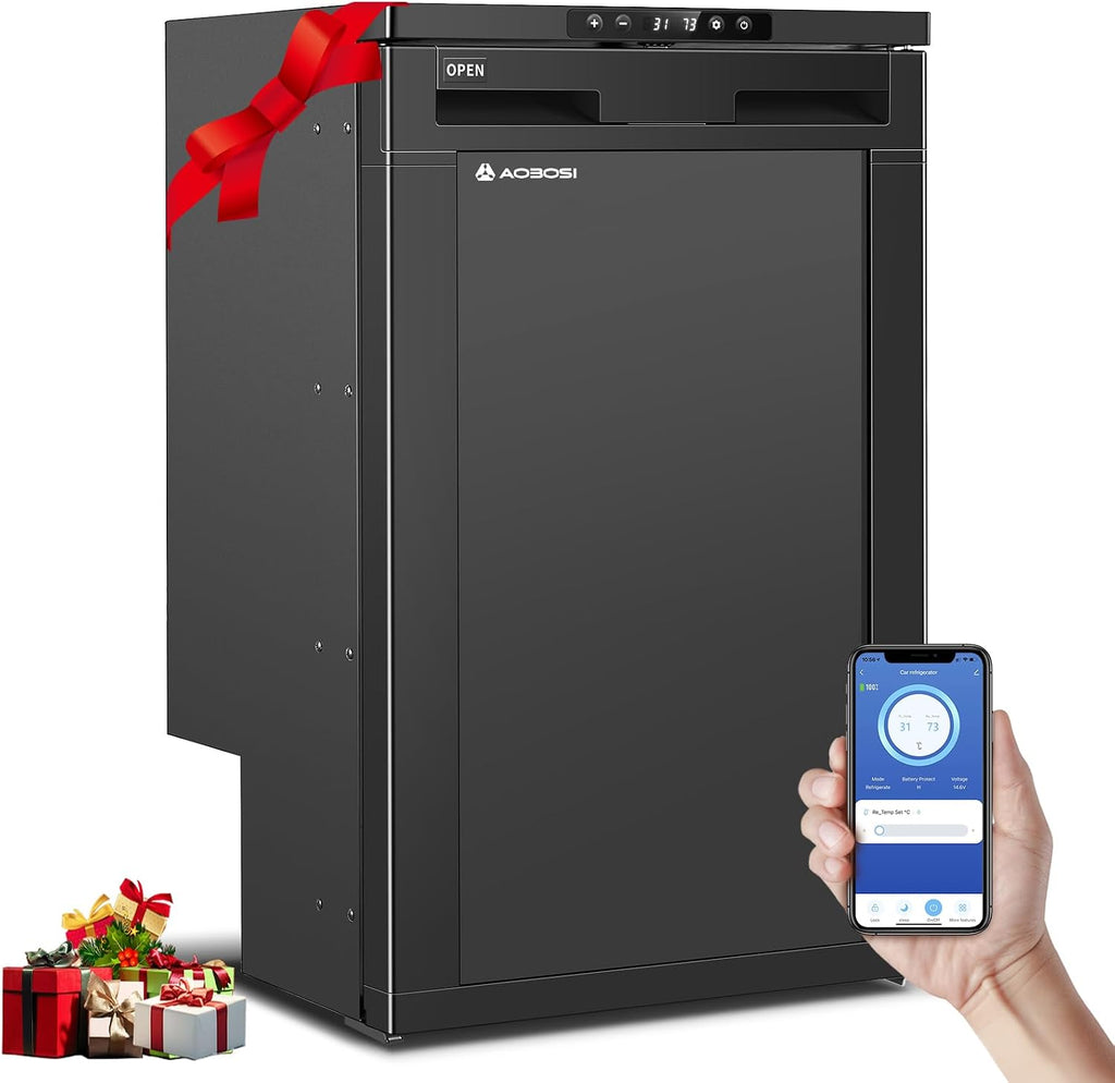 Kompressor Kühlbox 83L AAOBOSI 12V 24V Auto Kühlschrank mit APP Steuerung LED Beleuchtung für Wohnmobil LKW Boot Camping