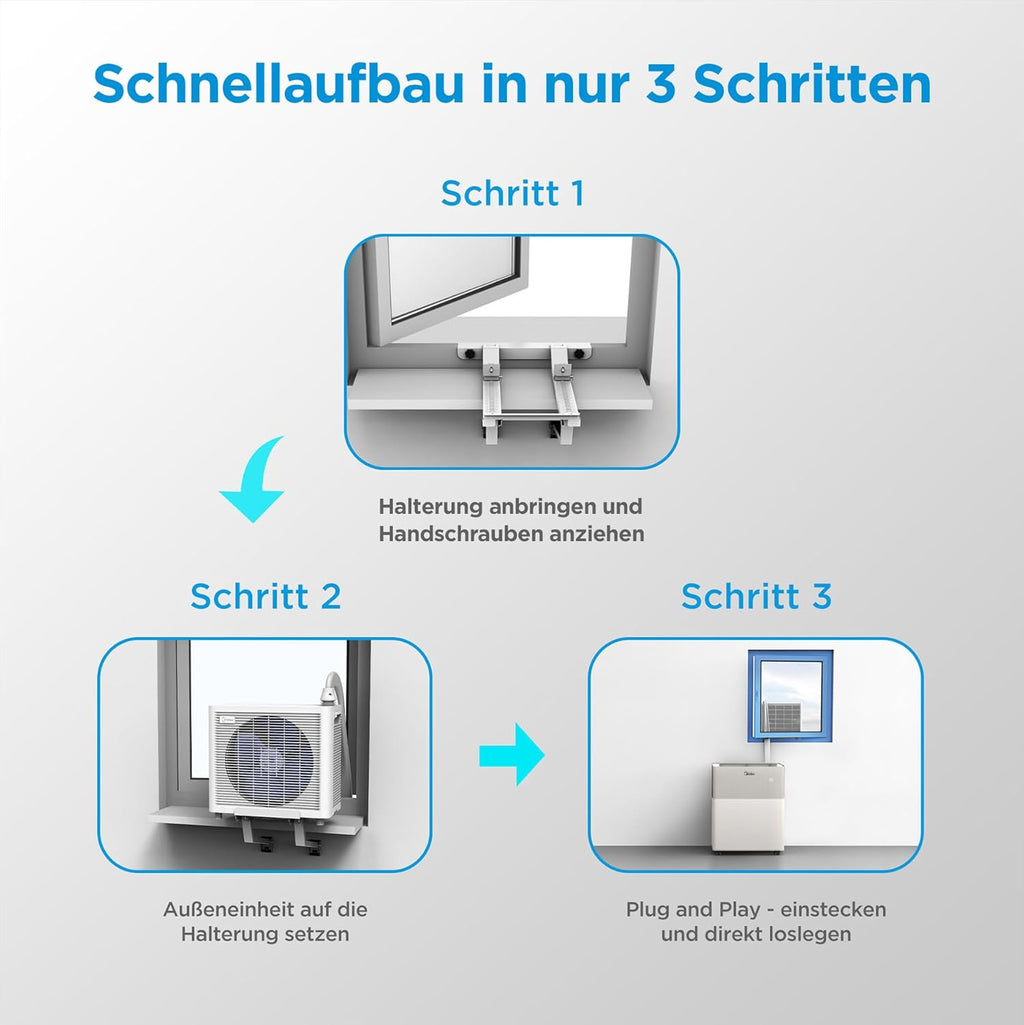 Mobile Split Klimaanlage PortaSplit-E 12000 BTU 3,5 kW Kühlen Heizen A++ für Räume bis 42 m² App Steuerung