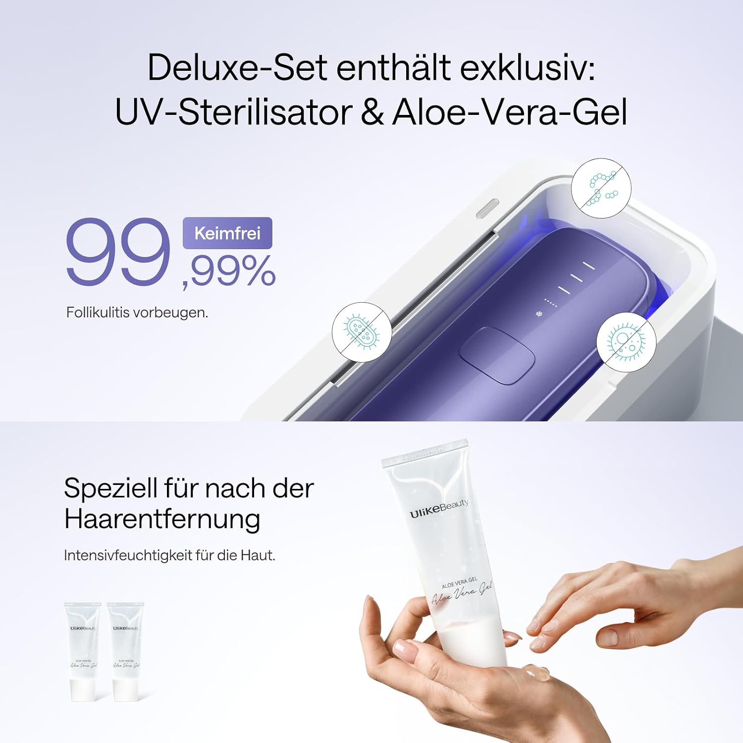 IPL Haarentfernungsgerät Air 3 Deluxe Saphir Kühlung UV Sterilisator Aloe Gel Gesicht Körper für Zuhause