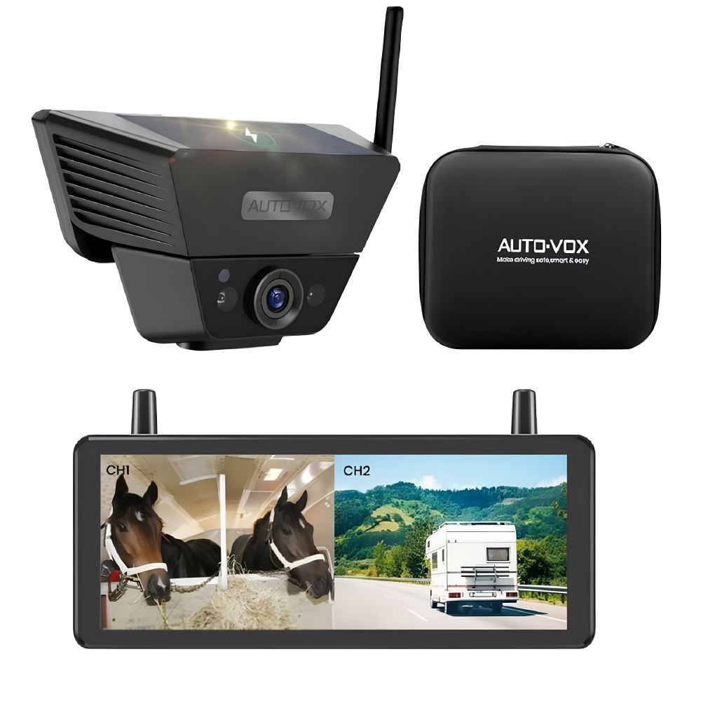 Kabellose Rückfahrkamera Solar 7,2 Zoll 1080P Monitor System LKW Anhänger Wohnmobil Van