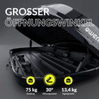 Dachbox Gepäckbox 320L Premium Hartschale Fast Clamp Schnellspanner 75kg Beidseitige Öffnung abschließbar