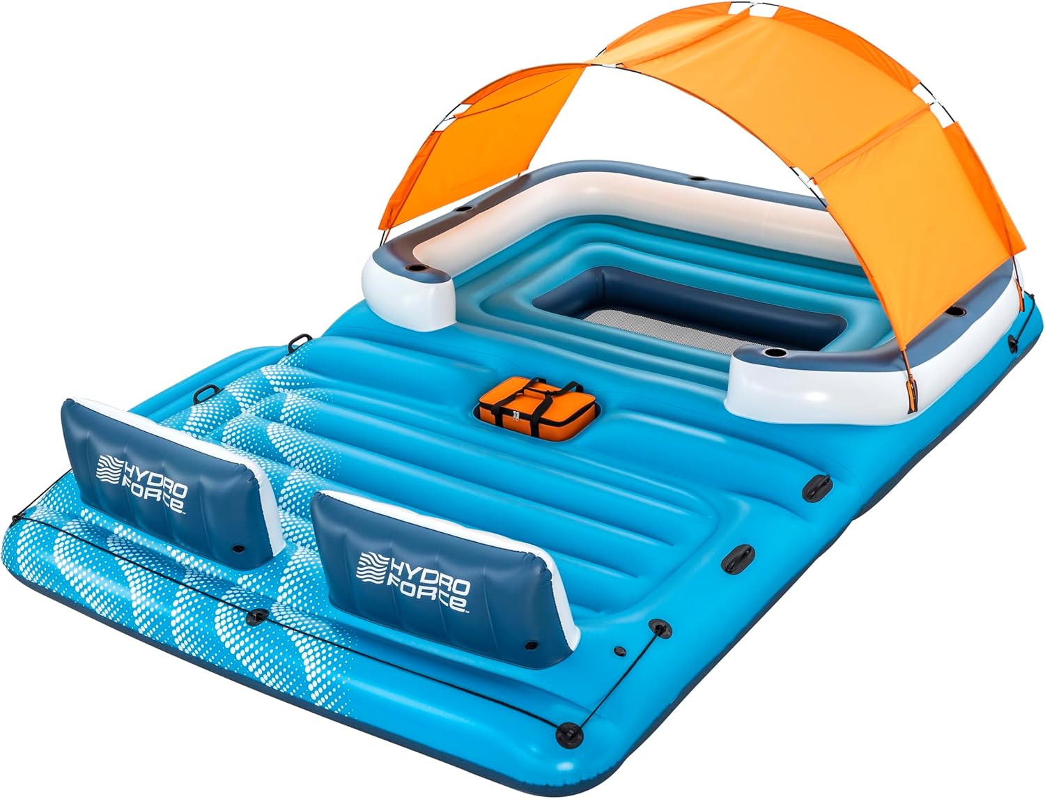 Badeinsel Tropical Breeze 43105 für 6 Personen 389 x 274 cm mit Sonnendach Kühltasche 6 Getränkehaltern und Reparaturflicken