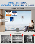 Fensterputzroboter W2S OMNI intelligente Randreinigung 6-in-1 Station Dreifachdüse 12-stufiges Schutzsystem