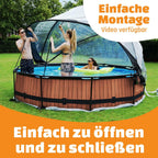 Poolabdeckung für Rundpools 12ft/360cm 30.80.12.70 PE Poolüberdachung Ø366 cm transparente Abdeckung mit robuster Konstruktion
