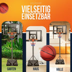 Basketballkorb Outdoor höhenverstellbar 135-305 cm freistehender Basketballständer mit Basketball Größe 7 und Ballpumpe BWS2024