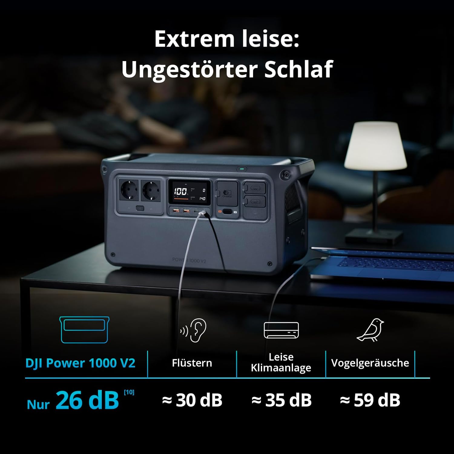 Tragbare Powerstation 1024Wh 2600W LiFePO4 Akku Solar Generator Schnellladung 37 Minuten 80 Prozent für Camping Haushalt Notstrom Wohnmobil