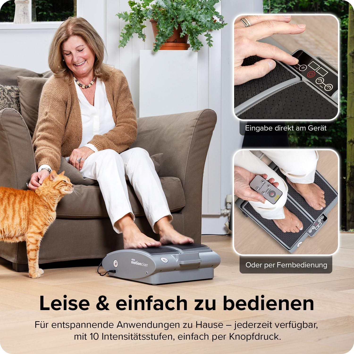 Elektrisches Fußmassagegerät MotionCiser Fit Gehsimulation mit Vibration 10 Stufen Infrarot-Wärme 30–50 °C inkl. Trainingsbänder
