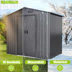 Metall Gerätehaus Garten 195x131x186cm 4.2m³ Schiebetür mit Fundamentrahmen Anthrazit