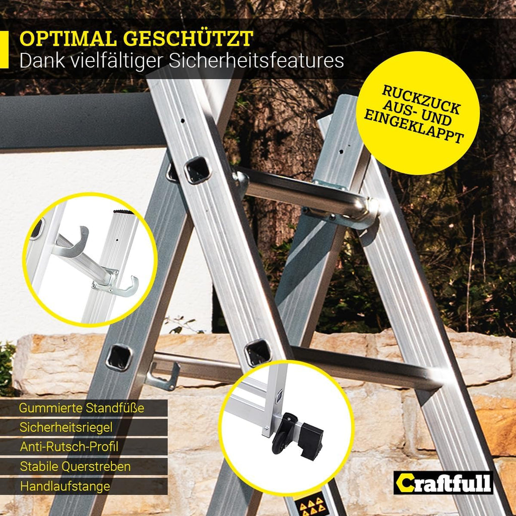 Alu Rollgerüst CF-103A 7 Sprossen 150 kg Tragfähigkeit Multifunktionsleiter mit Rollen