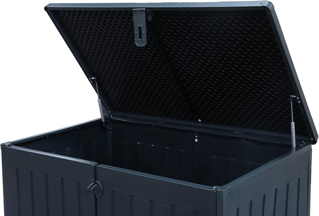 Mülltonnenbox Soraya KE-2060SC 775 Liter Kunststoff in Holzoptik abschließbar mit Gasdruckfedern für Außenbereich