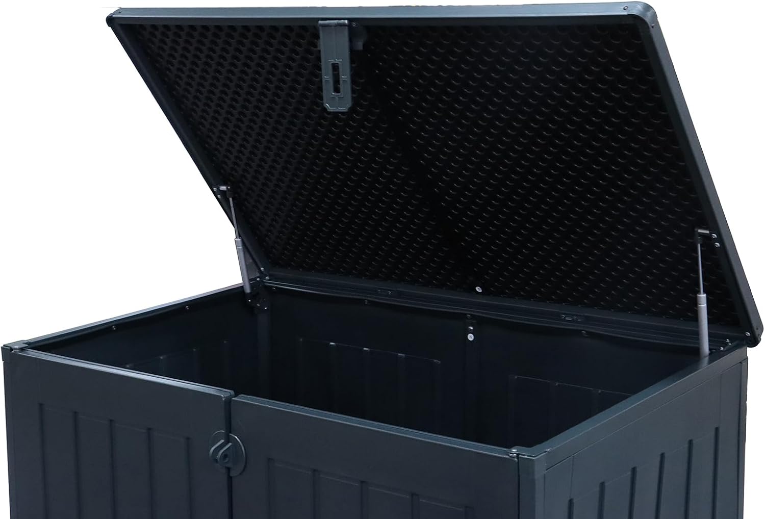 Mülltonnenbox Soraya KE-2060SC 775 Liter Kunststoff in Holzoptik abschließbar mit Gasdruckfedern für Außenbereich