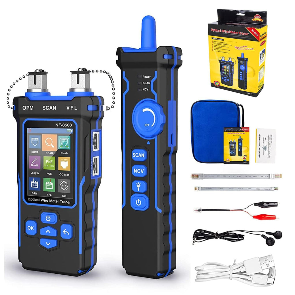 Netzwerkkabeltester NF-8508 mit RJ45 RJ11 PoE Test Optischem Leistungsmesser VFL Funktion CAT5 CAT6 Kabelprüfung