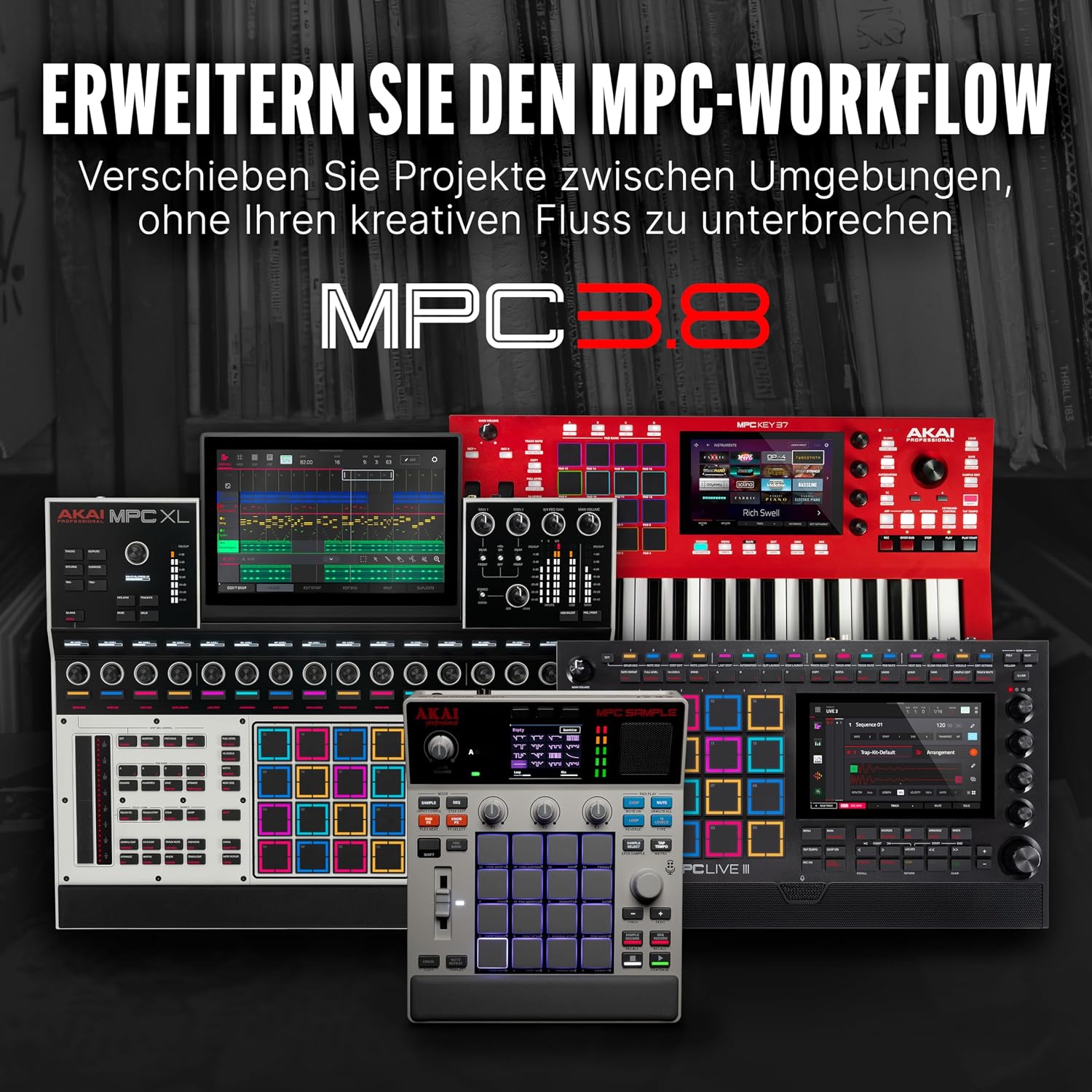 MPC Sample Sampler Sequenzer Effektprozessor MPCSAMPLE mit Akku USB-C Lautsprecher Mikrofon und 16 Pads