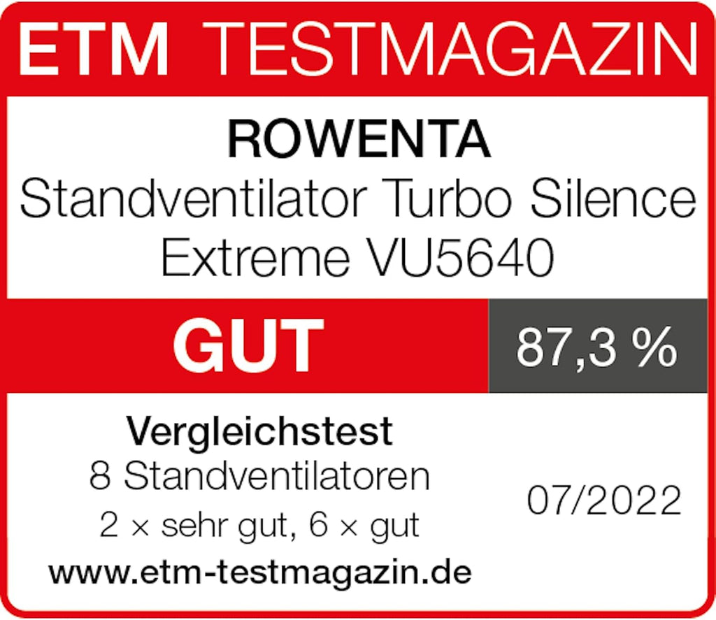Standventilator VU5640 Turbo Silence Extreme 45 dB 72 m³/min Luftstrom 4 Geschwindigkeiten 120° Oszillation höhenverstellbar