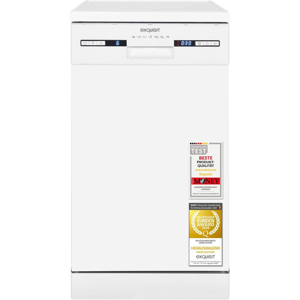Geschirrspüler 45 cm 9 Maßgedecke GSP9309-030E 7 Programme 49 dB freistehend oder Unterbau weiß