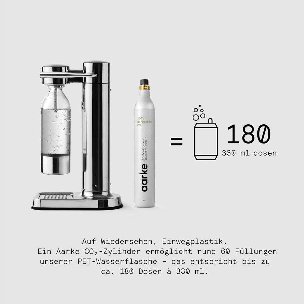 Wassersprudler Carbonator 3 Edelstahl Finish 1L PET Flasche kompatibel mit 60L CO2 Zylinder manuell Sprudelwasserbereiter 41.5x15.3x25.8 cm