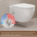 Dusch WC Hänge WC spülrandlos Bidet Funktion HB-L01U-GE integrierte Düse Kalt Warm Wasser Wandmontage 49x36x36 cm
