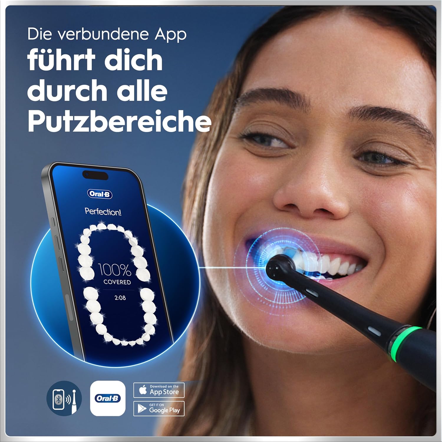 Elektrische Zahnbürste iO Series 6 Plus Edition mit 3 Aufsteckbürsten 5 Putzmodi Reiseetui wiederaufladbar Schwarz