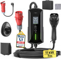 Mobile Wallbox Ladegerät 11kW Typ 2 400V 6-16A 7m Kabel CEE 16A EV Ladestation IP65 mit Ladezeit Einstellung