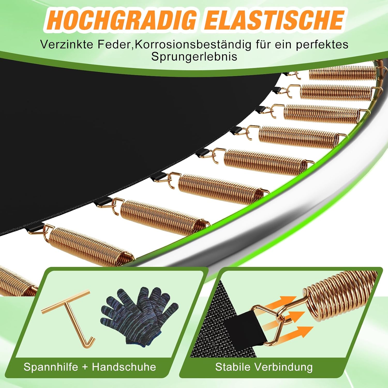 Outdoor Trampolin rund Ø228 cm mit Sprungtuch und Sicherheitszubehör verstärkte Stahlkonstruktion 27 Federn