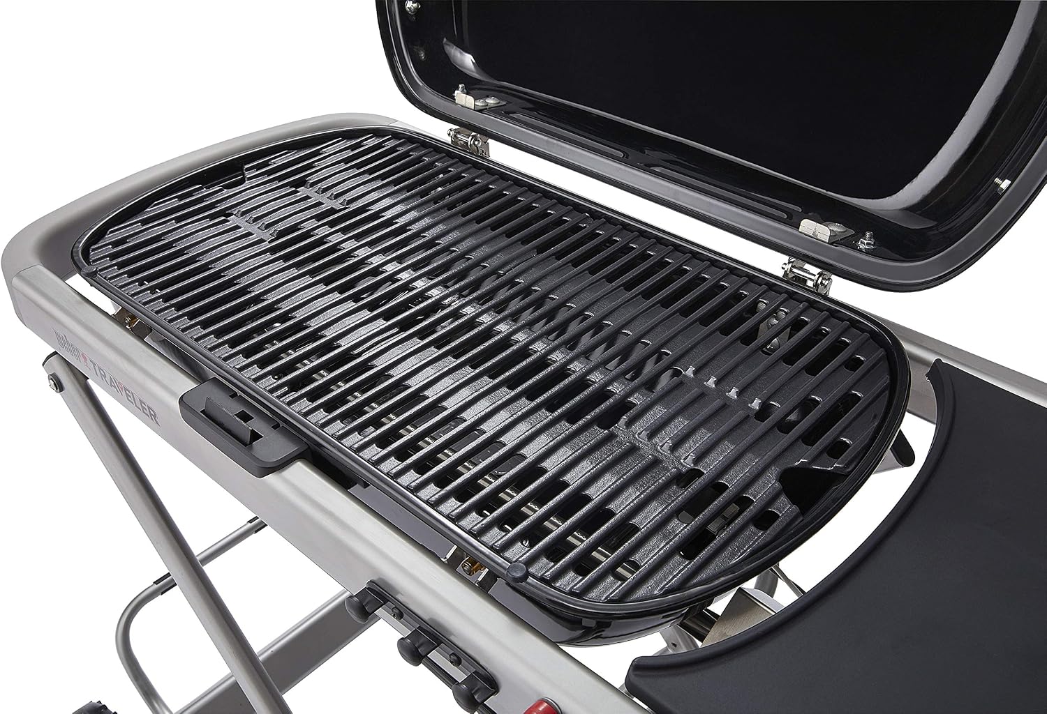 Tragbarer Gasgrill Traveler mit klappbarem Untergestell und Rädern 3,8 kW Brenner 2065 cm² Grillfläche Deckelthermometer
