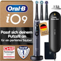 Elektrische Zahnbürste mit Aufsteckbürsten iO Series 9 wiederaufladbar 7 Reinigungsmodi Smart Druckkontrolle Rundbürstenkopf Schwarz