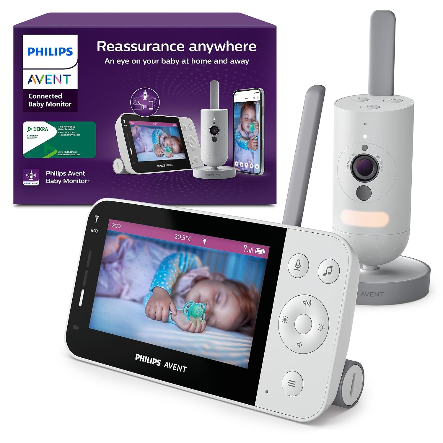 Babyphone mit Kamera WLAN HD 1080p SCD951/26 Nachtsicht Gegensprechfunktion Schrei-Erkennung App Steuerung