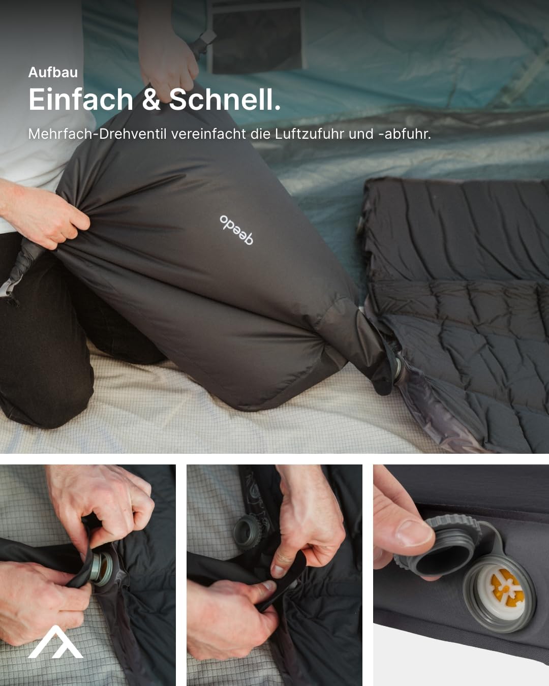 Selbstaufblasende Campingmatratze Cloudmat Double XL 205 x 138 x 7,5 cm mit Soft Touch Oberfläche Doppelventil und Packsack