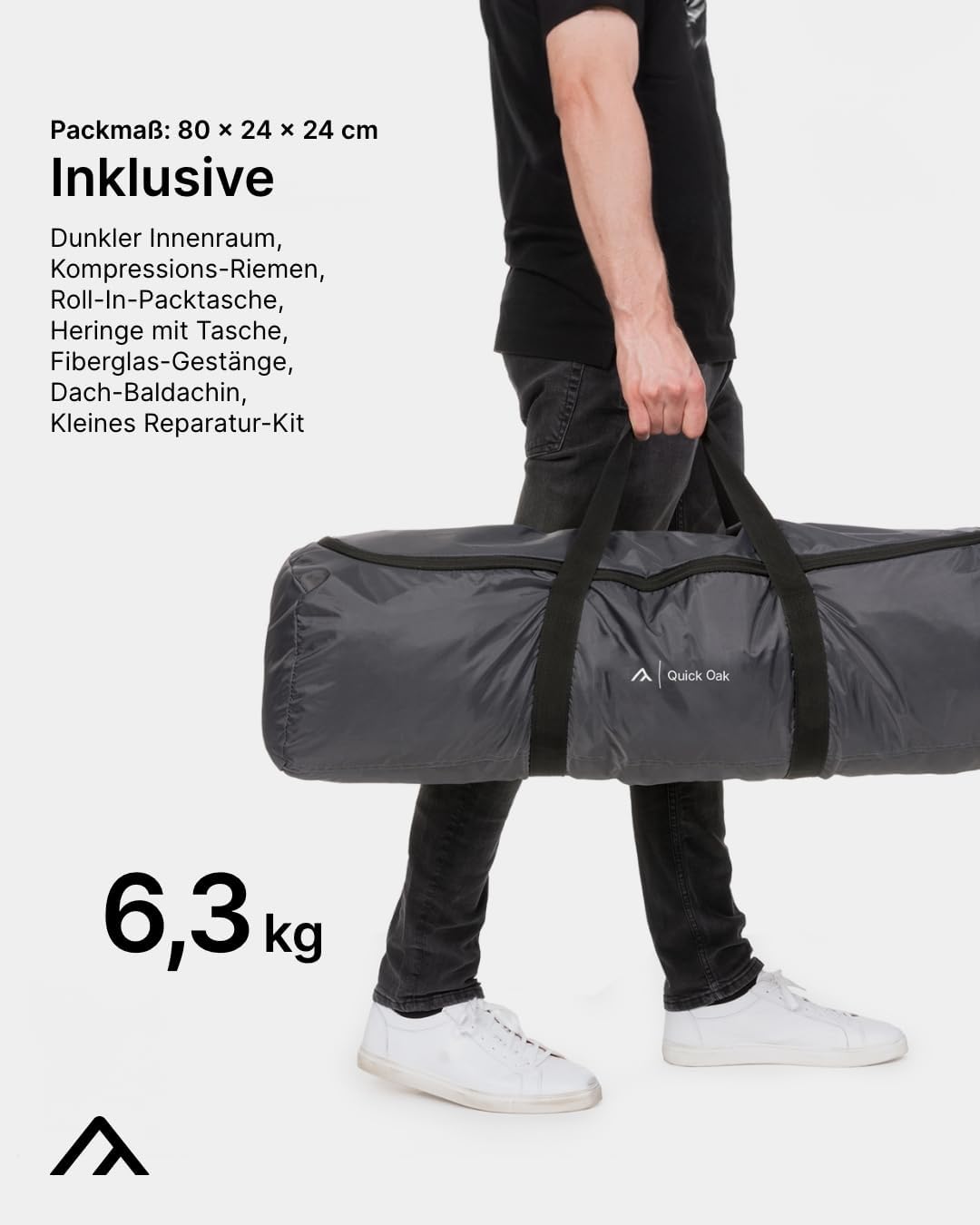 Campingzelt mit Quick-Up-System Quick Oak 3 Dark Series 3 Personen 4.000 mm Wassersäule abgedunkelte Schlafkabine