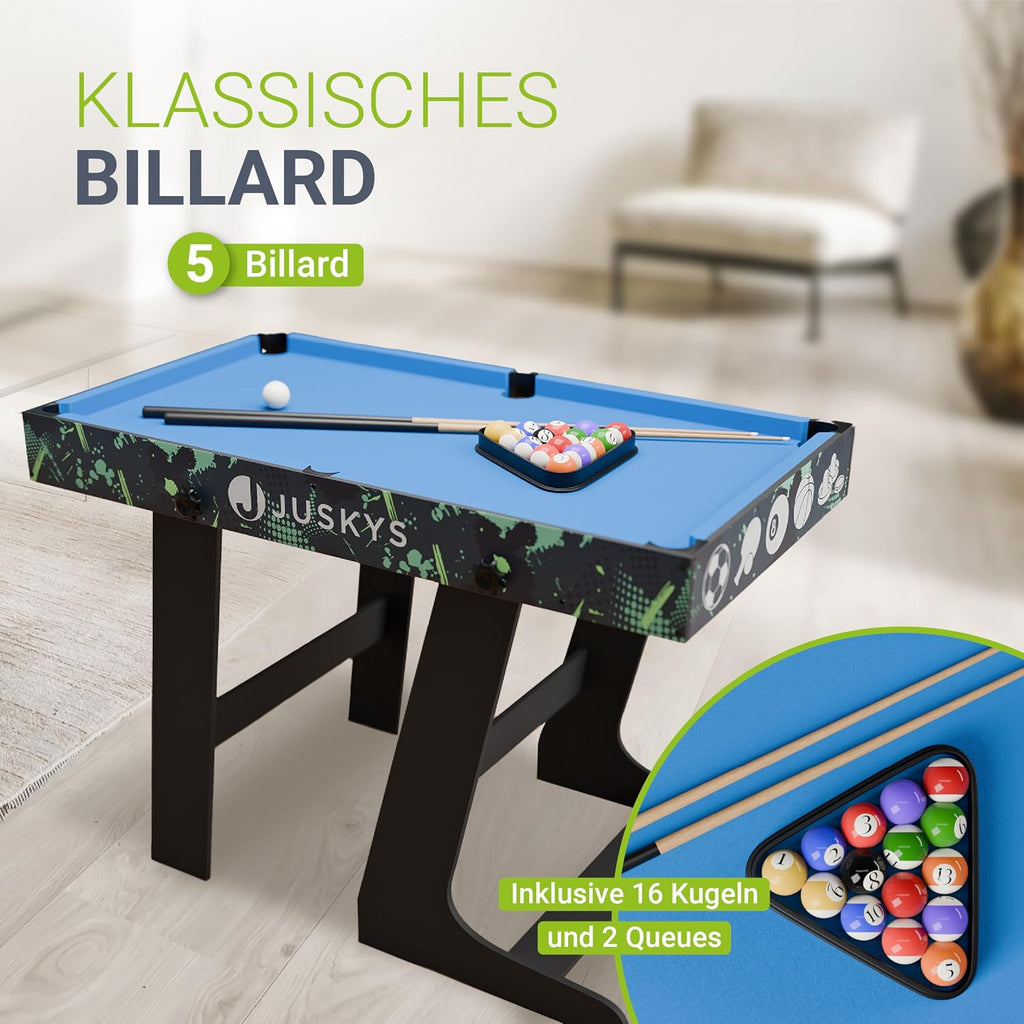 Multifunktionaler Spieltisch 5-in-1 klappbar mit Tischtennisplatte Tischkicker Billardtisch Hockey Basketball Modell 24875