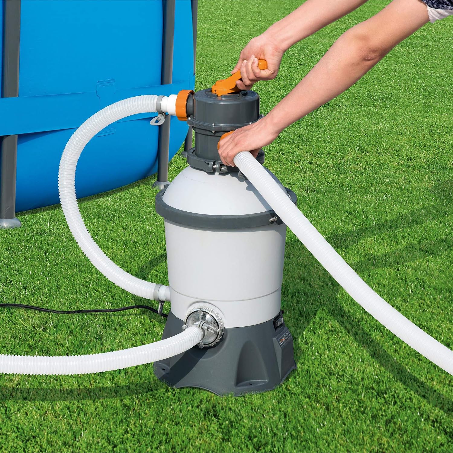 Sandfilteranlage 58515 für Aufstellpool 3028 l/h Filterleistung 220V mit ChemConnect Dosierer und Pool Zubehör