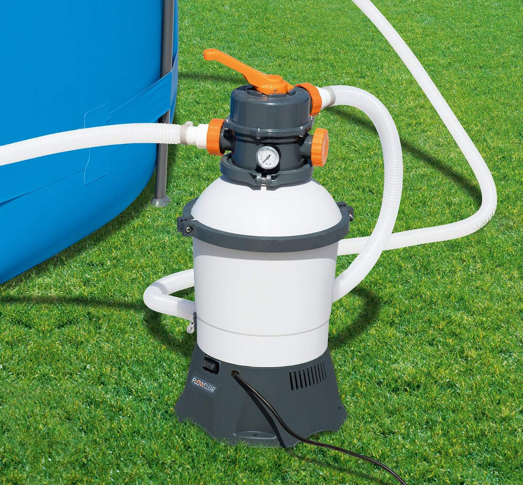Sandfilteranlage 58515 für Aufstellpool 3028 l/h Filterleistung 220V mit ChemConnect Dosierer und Pool Zubehör