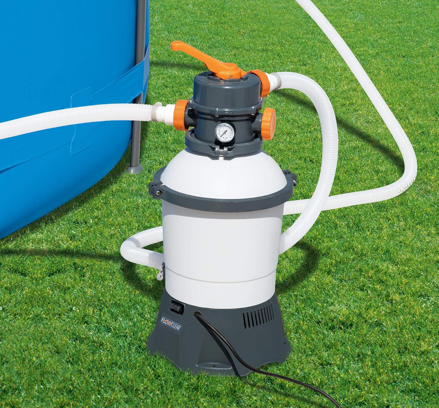 Sandfilteranlage 58515 für Aufstellpool 3028 l/h Filterleistung 220V mit ChemConnect Dosierer und Pool Zubehör