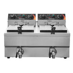 Elektrische Doppel Fritteuse 2 x 8L 3000W Edelstahl Tischfritteuse mit Temperatur und Timerregelung Doppeltank Korb