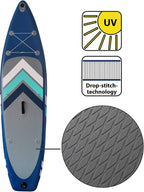Aufblasbares SUP Board Set 305 x 76 x 15 cm Stand Up Paddle Board bis 150 kg mit Paddel Luftpumpe Finnen Tasche