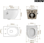 Dusch WC Hänge WC spülrandlos Bidet Funktion HB-L01U-GE integrierte Düse Kalt Warm Wasser Wandmontage 49x36x36 cm