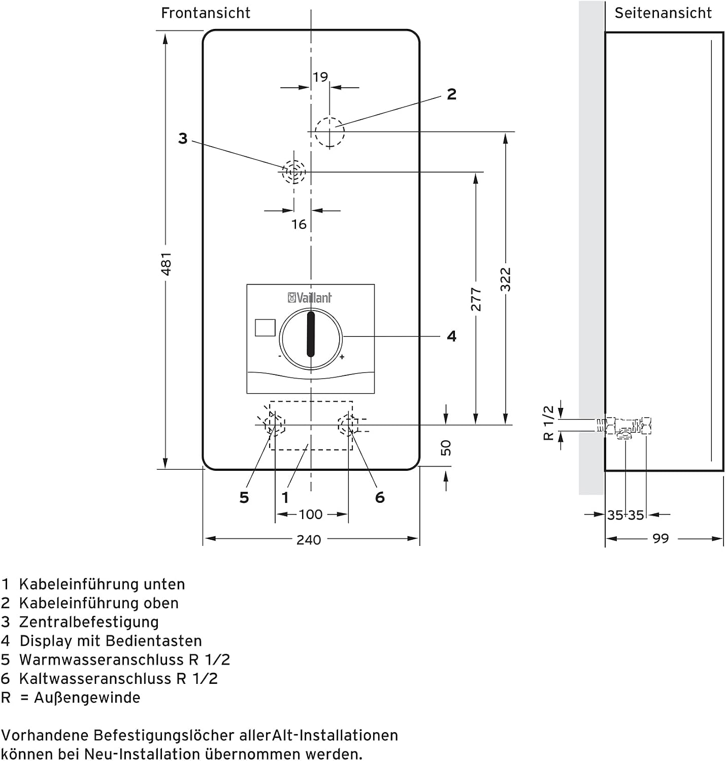Elektronischer Durchlauferhitzer VED E 24/8 24kW 400V mit Digitalanzeige und stufenlos einstellbarer Temperatur 0010023779