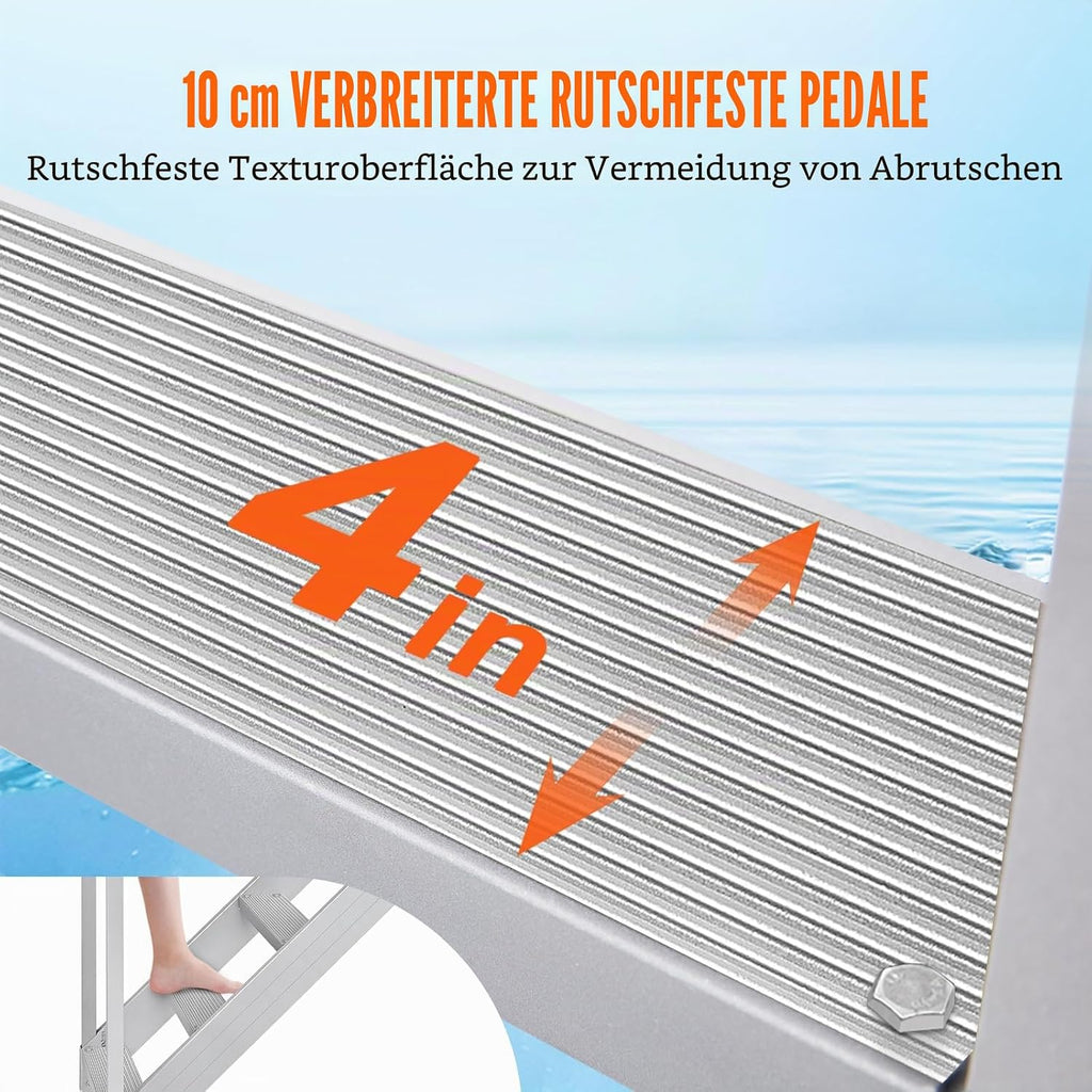 Poolleiter 6 Stufen Aluminiumlegierung FT-06 mit zwei Handläufen rutschfesten Pedalen 250 kg Tragfähigkeit