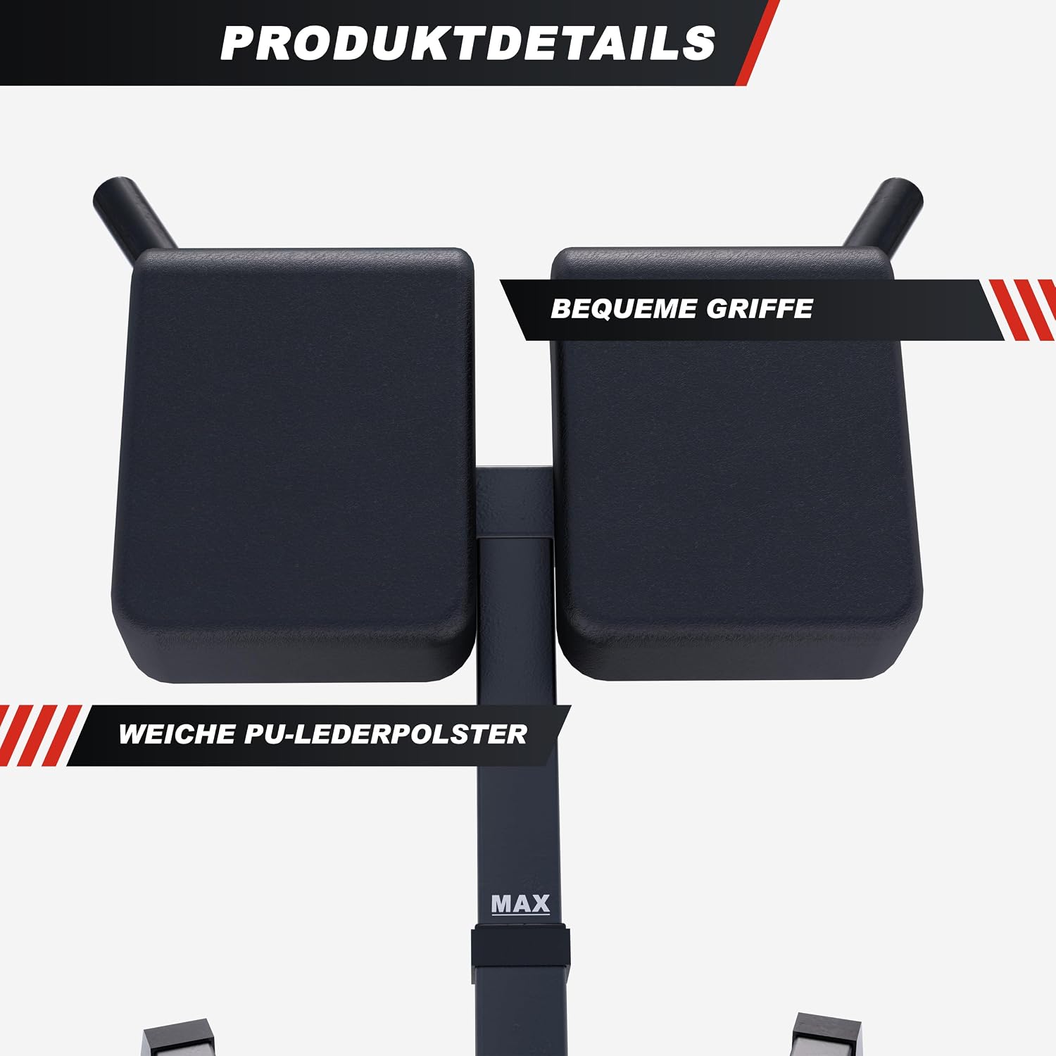 Rückentrainer Hyperextension 600079-00019-0001 verstellbar bis 150 kg mit Beinfixierung und Haltegriffen