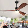 Deckenventilator mit LED-Beleuchtung und Fernbedienung QX-01-DE1 132 cm DC-Motor 3 Holzflügel 6 Geschwindigkeiten