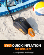 Elektrische SUP Pumpe Shark 3 Akku Luftpumpe 20 PSI 74Wh mit Auto-Off Funktion 8 Düsen Luftschlauch für SUP Boards